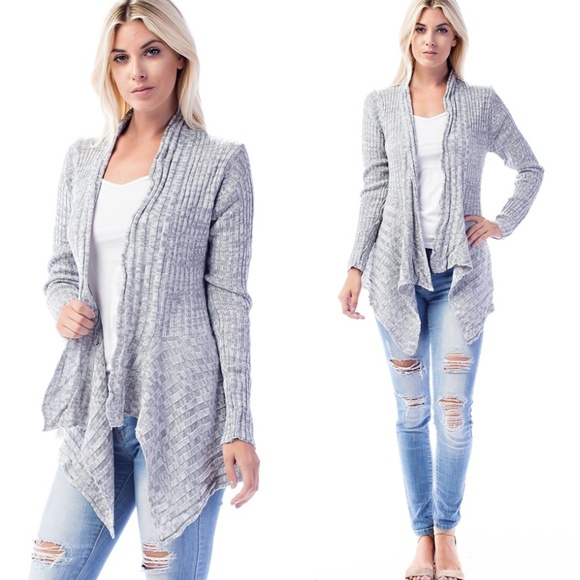 💕Heather Gray Open Long Cardigan Sweater - Picture 2 of 4